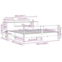 Bed met boekenkast zonder matras grenenhout wit 200x200 cm - thumbnail