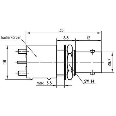 Telegärtner 100023441 100023441 BNC-connector Bus, inbouw verticaal 50 Ω 1 stuk(s)