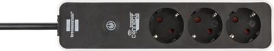 Brennenstuhl 1153230620 Smart Stekkerdoos | 3 Sockets | Schakelaar | Zwart - 1,5 meter