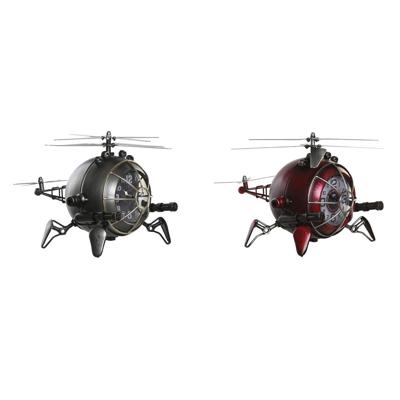 Tafelklok DKD Home Decor Rood Zilverkleurig Helicopter (2 Stuks)