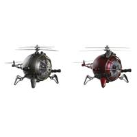 Tafelklok DKD Home Decor Rood Zilverkleurig Helicopter (2 Stuks) - thumbnail