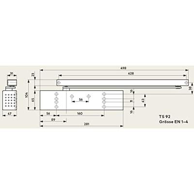 Dorma TS 92 G deurdranger - EN 1-4 - zilver - met glijarm