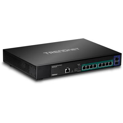 TRENDnet 10-poort 2.5GBASE-T Web Smart PoE+ Switch, 8 x 2.5GBASE-T RJ-45 PoE+ poorten, 2 x 10G OptiPlex + slots, 240W PoE totaal vermogen, TPE-30102WS