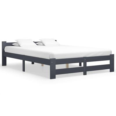 Bedframe massief grenenhout donkergrijs 140x200 cm