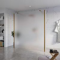 Fortifura Galeria Vrijstaande Inloopdouche - 180x200cm - Glas mat - antikalk - 8mm veiligheidsglas - 2 zijwanden 40cm - wandsteunen en hoekprofielen - Geborsteld koper PVD (Koper) SW927772 2x/SW797933/SW797921 2x/SW876703 2x - thumbnail