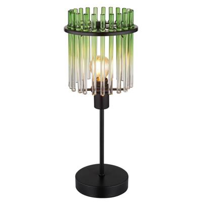 Globo Zwarte tafellampGorley met groen glas Ø 15cm - 15698TG