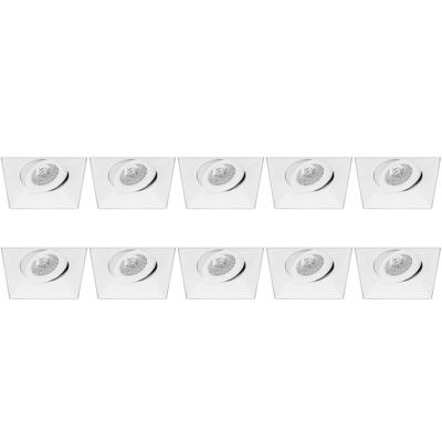 Spot Armatuur 10 Pack - Pragmi Nivas Pro - GU10 Inbouwspot - Vierkant - Wit - Aluminium - Trimless - Kantelbaar - 150mm