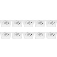 Spot Armatuur 10 Pack - Pragmi Nivas Pro - GU10 Inbouwspot - Vierkant - Wit - Aluminium - Trimless - Kantelbaar - 150mm - thumbnail