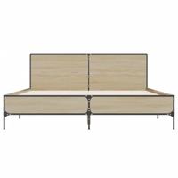 Bedframe bewerkt hout metaal sonoma eikenkleurig 120x190 cm - thumbnail