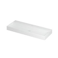 INK United Wastafel Porselein met 1 Kraangat incl. Porseleinen Click Plug en Verborgen Overloop Systeem - 1200x450x110 mm - Mat Wit - thumbnail
