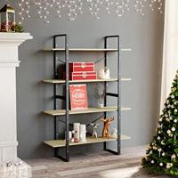 Boekenkast 4 schappen 100x30x140 cm bewerkt hout sonoma eiken - thumbnail