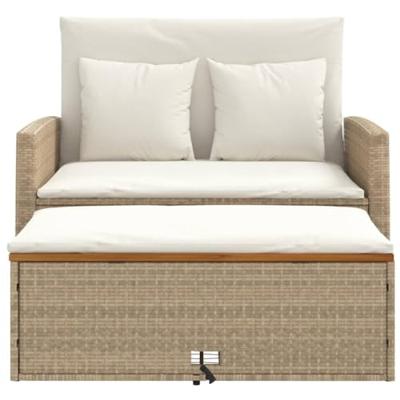 Tuinbank 2-zits met kussens poly rattan en acaciahout beige Tuinbank 2-zits met kussens poly rattan en acaciahout beige