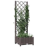 VidaXL Plantenbak met latwerk 40x40x121,5 cm polypropeen bruin - thumbnail