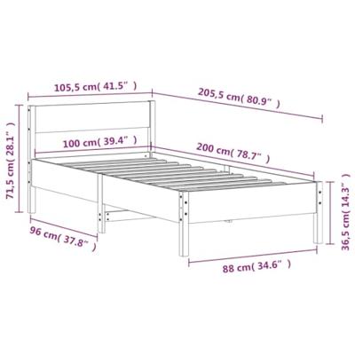 Bedframe zonder matras massief grenenhout wit 140x200 cm