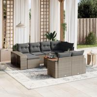 11-delige Loungeset met kussens poly rattan grijs - thumbnail