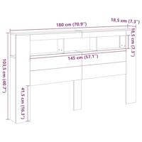 Hoofdeinde met LED 180x18,5x103,5 cm bewerkt hout oud hout - thumbnail