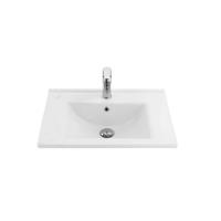 Wastafel BWS 1 Kraangat 45x60 cm Rechthoek Keramiek Wit - thumbnail