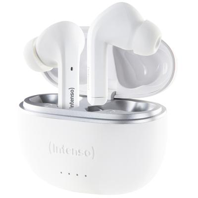 Intenso T302A In Ear headset Bluetooth Stereo Wit Noise Cancelling Indicator voor batterijstatus, Headset, Oplaadbox, Touchbesturing