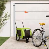 VidaXL Hondenfietstrailer oxford stof en ijzer groen en zwart - thumbnail