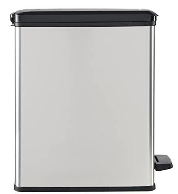 Slanke prullenbak - SLIM BIN - CURVER - 25L - Compact ontwerp - 41 x 27 x 55 cm - Metallic grijs
