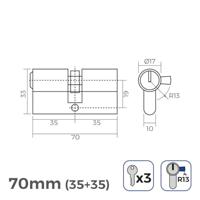 Cilinder EDM 85179 r13 Nikkel Korte hendel Europees - thumbnail