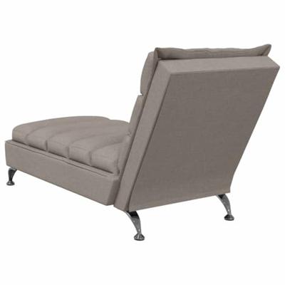 Massage chaise longue met kussens stof taupe