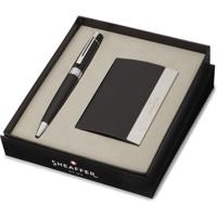 Sheaffer SF-G2931251-3 Balpen 300 M Giftset Glossy Black Chrome Plated + Visitekaarthouder - thumbnail