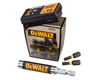 DeWalt Accessoires impact torsion 15-delige impact mixed tic tac + schroefgeleider - dt70522t-qz