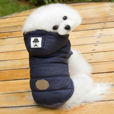 Winter gewatteerde jas super warm en zacht katoen jas voor huisdier hond maat: M (blauw)