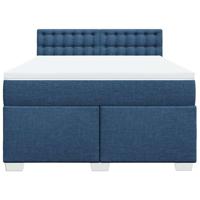Boxspring met matras stof blauw 140x190 cm - thumbnail