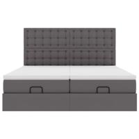 Ottoman bed met matrassen 180x200cm kunstleer grijs - thumbnail