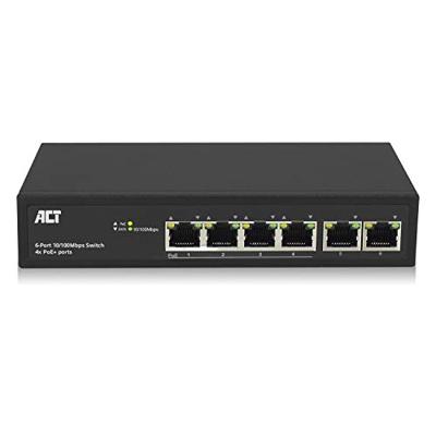 6-Poorts netwerkswitch 4x PoE+ 10/100Mbps ACT AC4430