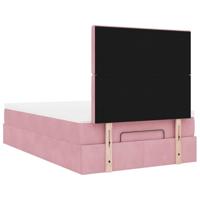 Ottoman bed met matrassen 120x200cm fluweel roze - thumbnail