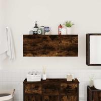 Badkamerwandkast 100x25x40 cm bewerkt hout gerookt eikenkleurig - thumbnail
