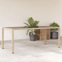 Tuintafel met glazen blad 190x90x75 cm poly rattan beige - thumbnail