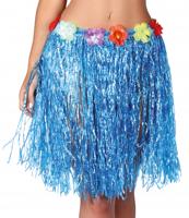 Hawaii Rokje Blauw Met Bloemen 55 cm - thumbnail