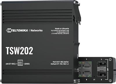 Teltonika TSW202 Managed L2 Gigabit Ethernet (10/100/1000) Power over Ethernet (PoE) Aluminium, Blau