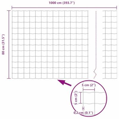 VidaXL Euro hek grijs 0,8 x 10 m pvc-gecoat ijzer