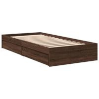 Bedframe met lades bewerkt hout bruin eikenkleurig 75x190 cm - thumbnail