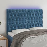 Hoofdbord LED 144x7x118/128 cm fluweel donkerblauw - thumbnail