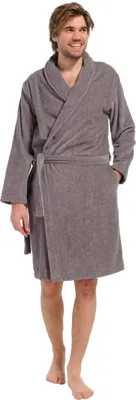 Heren badjas Velours - 115CM - Grey - Warme winter badjas