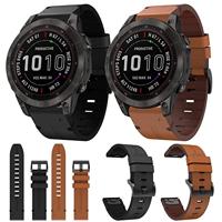 By Qubix - Leren bandje - Bruin - Compatible met Garmin Fenix 7/6 / 5 - Compatible Garmin bandje - Bandbreedte: 22mm - thumbnail