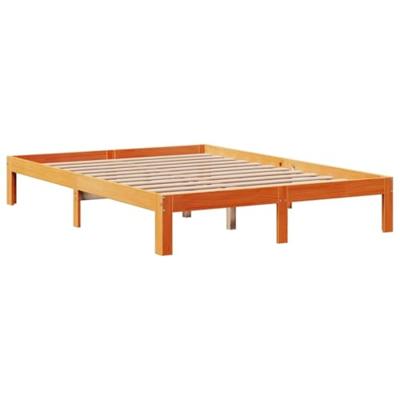 Bedframe zonder matras massief grenenhout wasbruin 135x190 cm