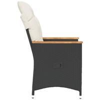 Tuinstoelen 2 st verstelbaar met kussens poly rattan zwart - thumbnail