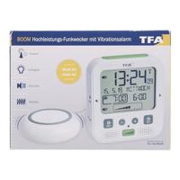 TFA Dostmann 60.2538.02 Wekker Zendergestuurd Wit, Groen Alarmtijden 2 Trilalarm, Extra luid wekgeluid, Groot display - thumbnail