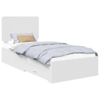 Bedframe met hoofdeinde met lade Wit 75 x 190 cm Bewerkt hout - thumbnail