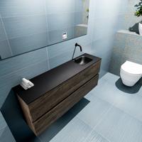 MONDIAZ ADA 120cm toiletmeubel dark brown. LEX wastafel urban rechts zonder kraangat - thumbnail