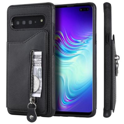 Voor Galaxy S10 5G effen kleur dubbele gesp rits schokbestendige beschermhoes (zwart) Voor Galaxy S10 5G effen kleur dubbele gesp rits schokbestendige beschermhoes (zwart)