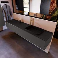 Badkamermeubelset Mondiaz Erin 200 cm met 2 Lades met RIDGE Wastafel Rechts Urban met 1 kraangat Greeploos Mat Dark Grey - thumbnail