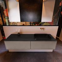 Badkamermeubelset Mondiaz Erin 150 cm met 2 Lades met RIDGE Wastafel Rechts Urban Zonder Kraangaten Greeploos Mat Smoke - thumbnail